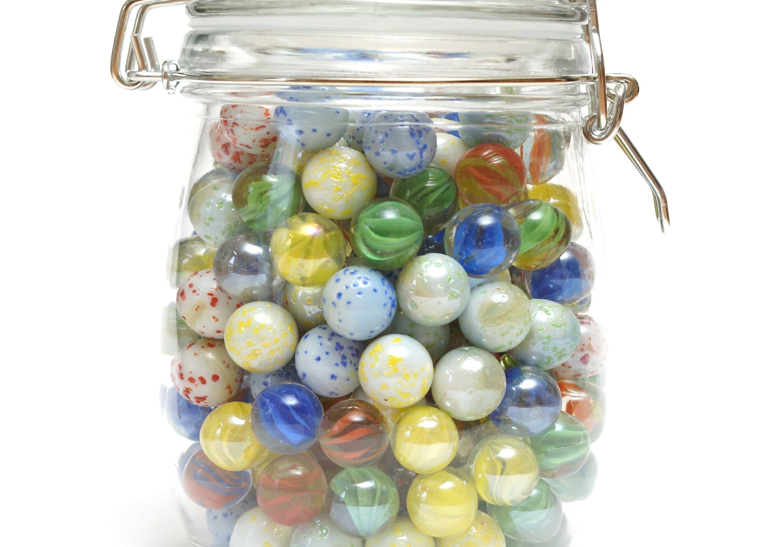 Jar of different coloured marbles