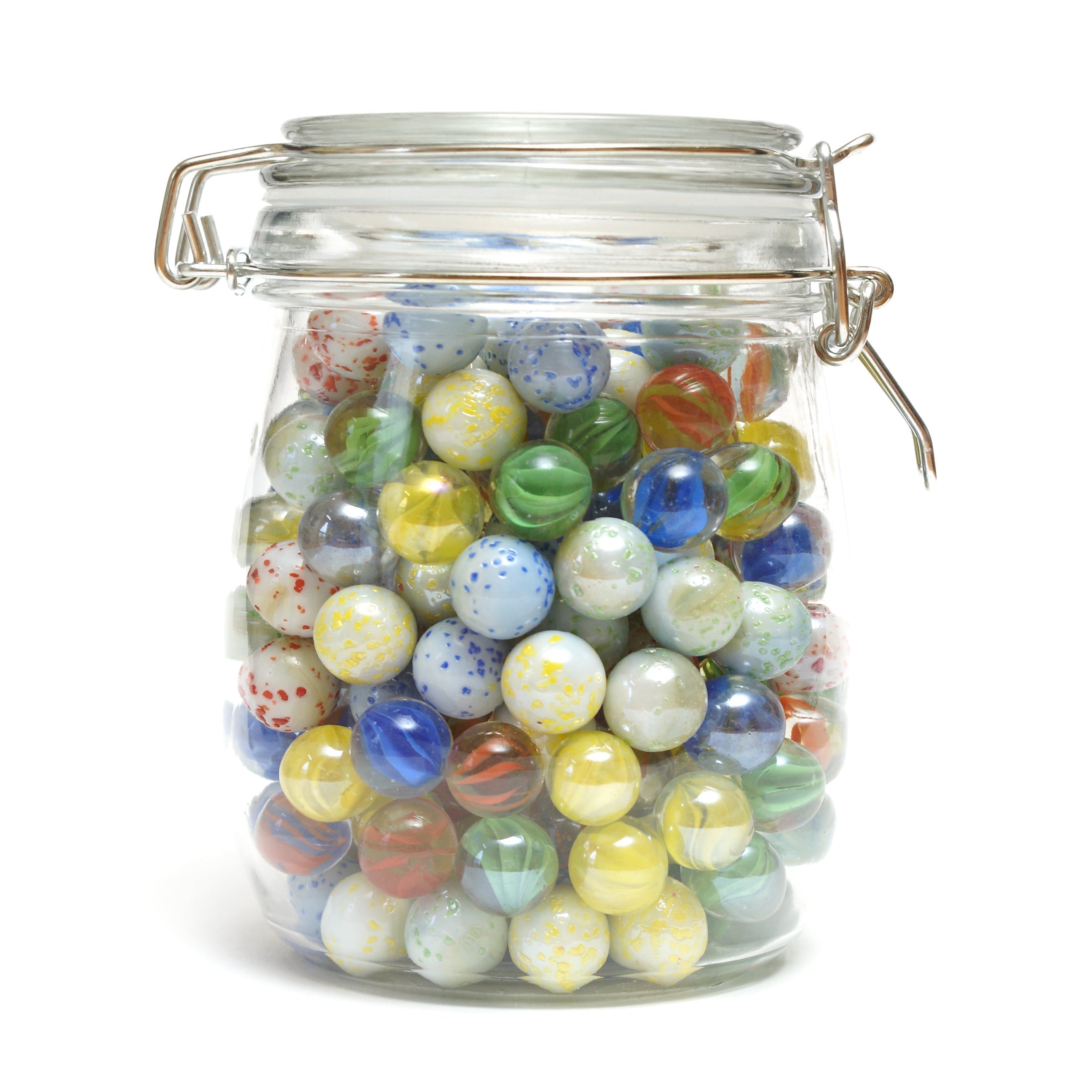 Jar of different coloured marbles